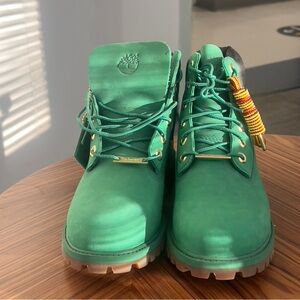 Timberland Vibrant Green Boots with Colorful Lace